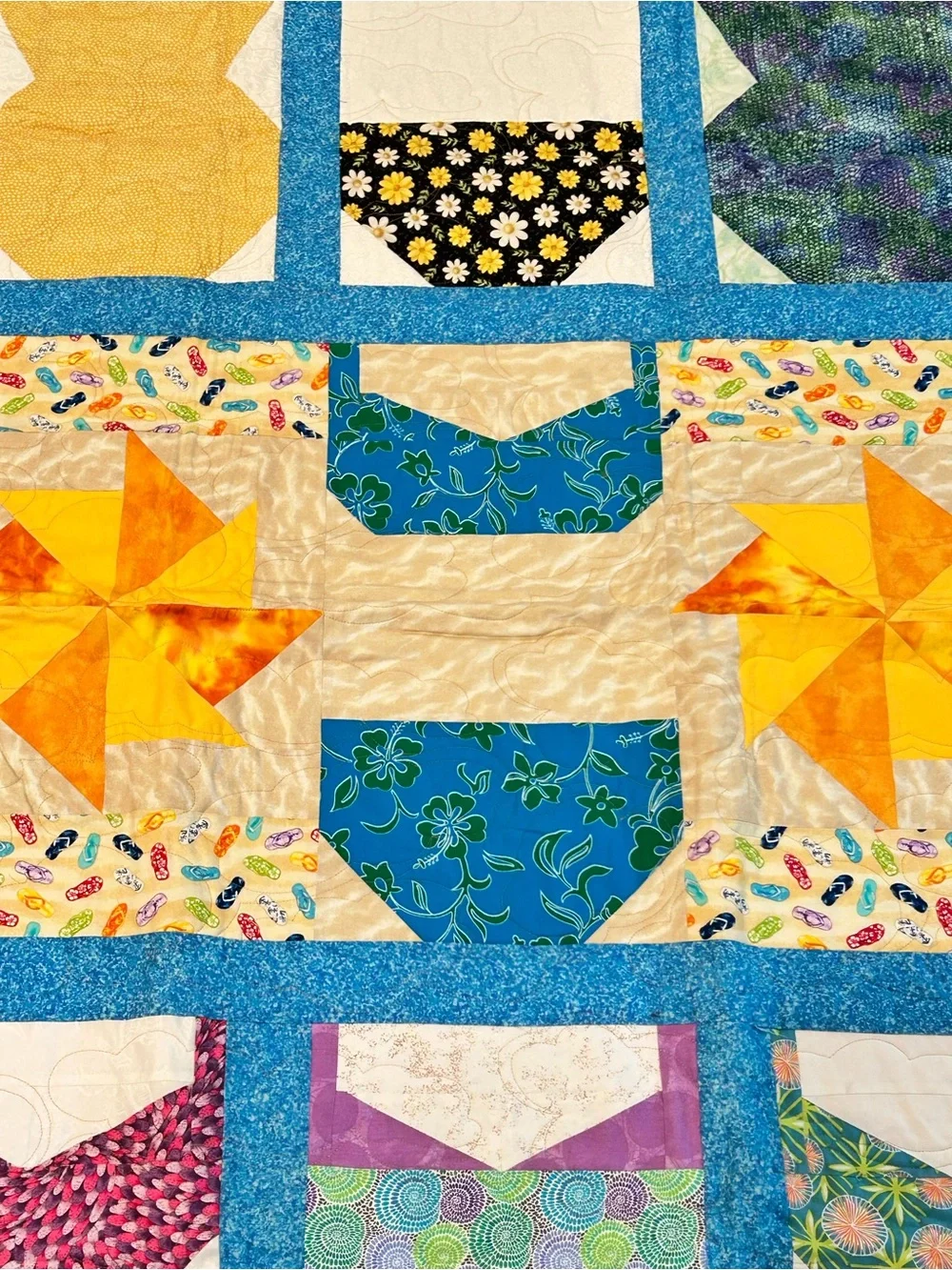 Handmade Quilt Throw Swimsuit Whimsical Summer 61”x36”‎